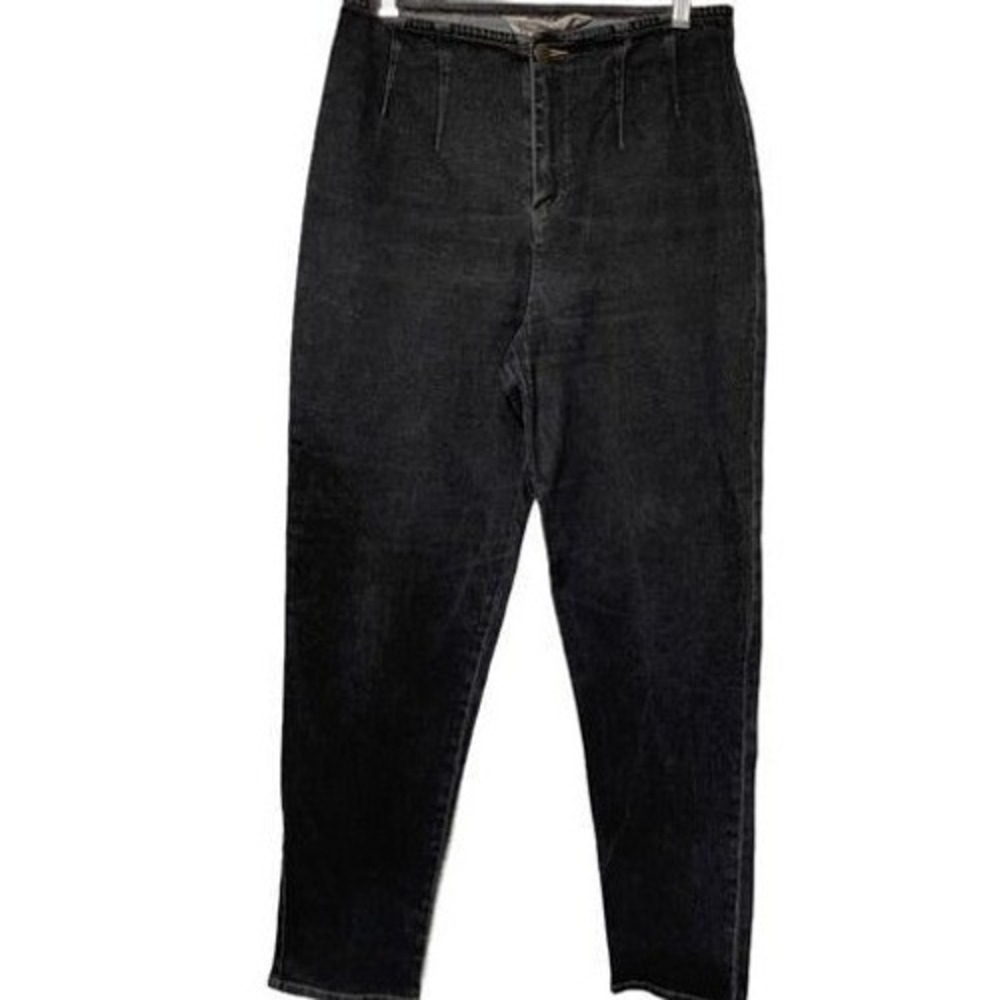 GW Jeans Hollywood Waist Vintage Faded Black‎ High Rise Tapered Denim Pants